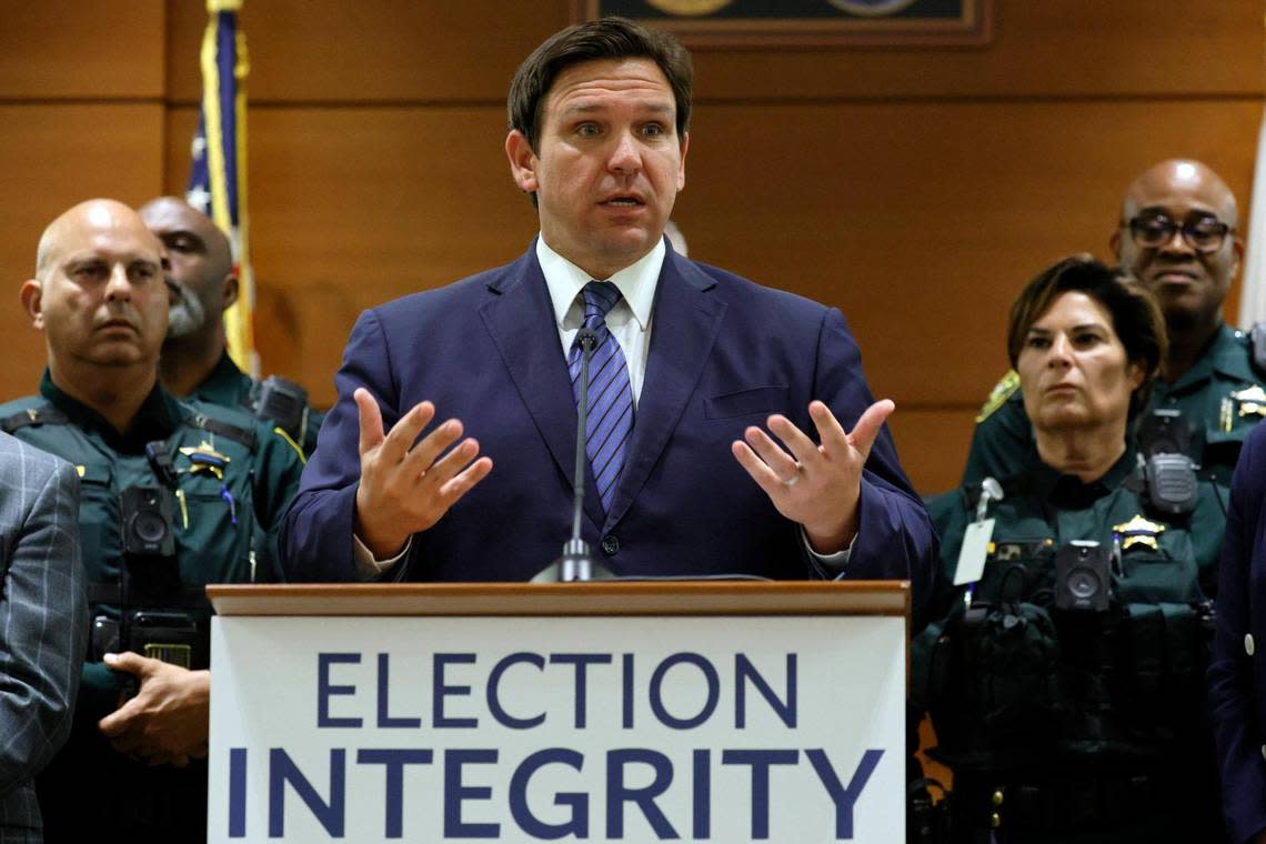 Florida Gov. Ron DeSantis said at the Broward County Courthouse on Thursday: ‘If there are certain rules and regulations in place, if people don’t think that those are going to be enforced, you’re going to have more violations.’