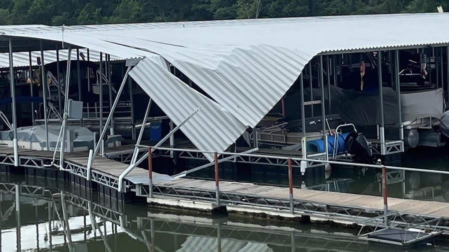 A storm damaged Melvern Lake Marina on June 28, 2024. (Courtesy Melvern Lake Marina)