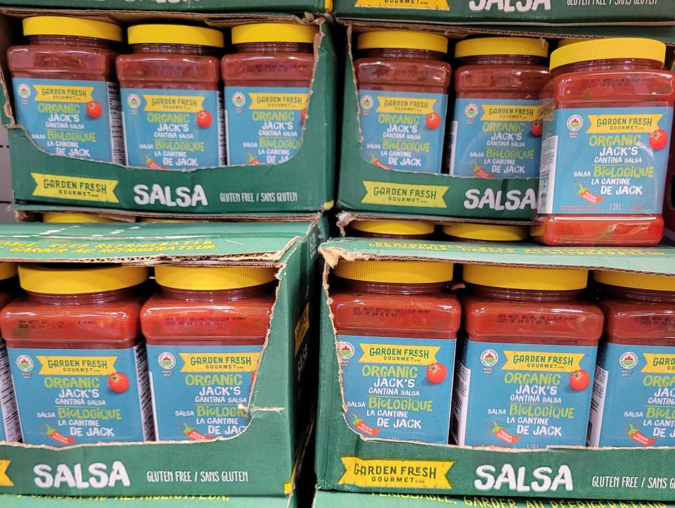 fresh salsa display at costco