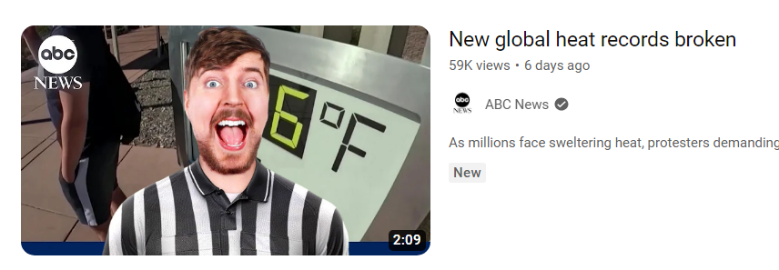 MrBeast's face on YouTube Thumbnails