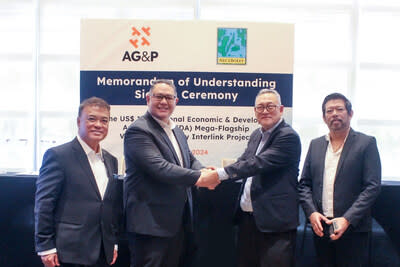 (L-R) Ben San Jose, COO, AG&P Industrial; Alex Gamboa, President, AG&P Industrial; Angel Veloso Jr., Chairman, VNIHC; and Jose Natividad, Vice Chairman, VNIHC