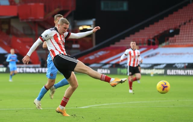 Oli McBurnie came close to levelling for Sheffield United 