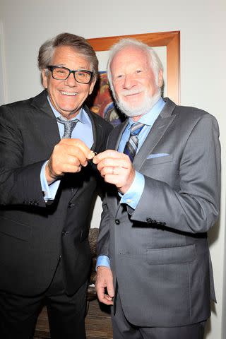 <p>Nina Prommer</p> Anson Williams and Don Most at Anson's May 6, 2023 wedding in Ojai, California