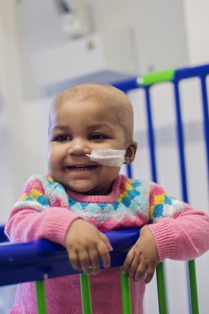 Baby Layla is seen at Great Ormond Street Hospital (GOSH) in London in this October 28, 2015 handout photo by the hospital released on November 5, 2015. REUTERS/Sharon Lees/Great Ormond Street Hospital/Handout via Reuters