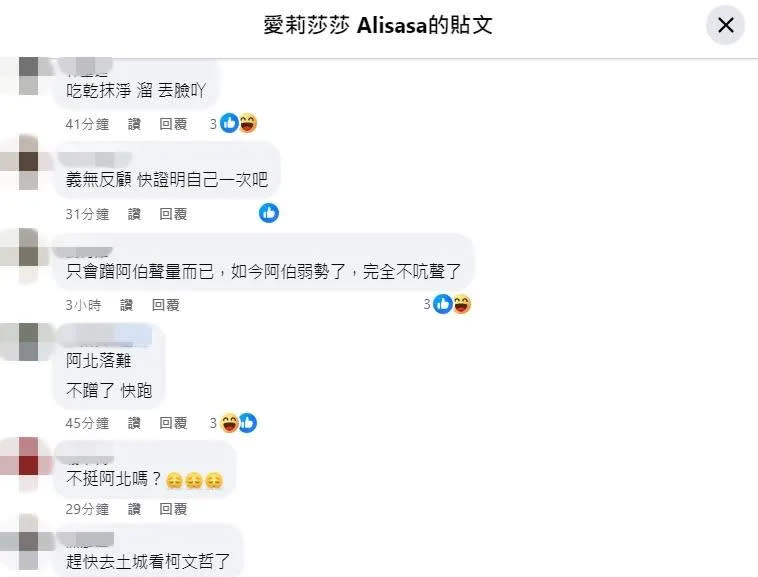 網友留言。（圖／愛莉莎莎 Alisasa FB）