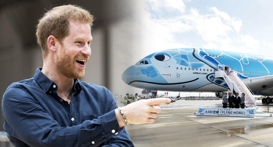 Prince Harry travelled in a commercial Nippon Airways flight. [Photo: Getty]