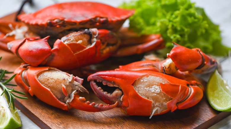 crab served on plate