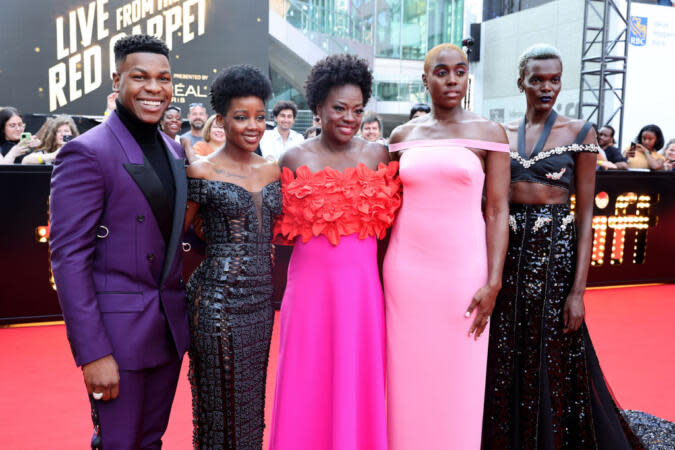 Movies Based on True Stories pictured: 'The Woman King' cast | Matt Winkelmeyer/Getty Images