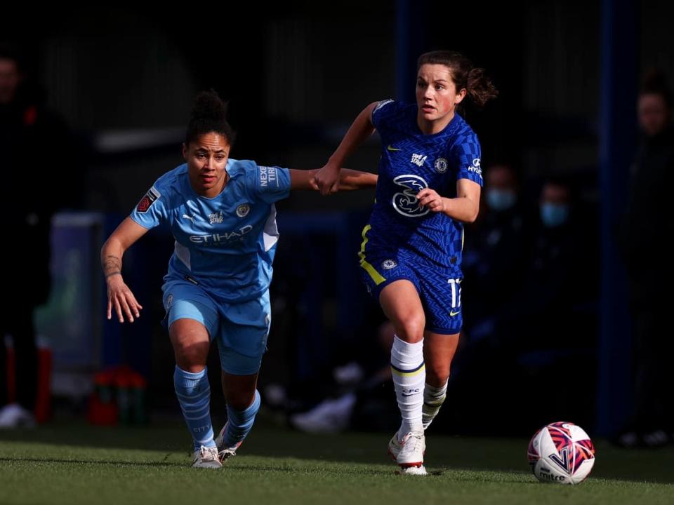For Jessie Fleming, right, adding a second FA Cup crown with Chelsea to her resume of remarkable achievements would be the icing on the cake of a breakout season for the Olympic champion.  (Ryan Pierse/Getty Images - image credit)