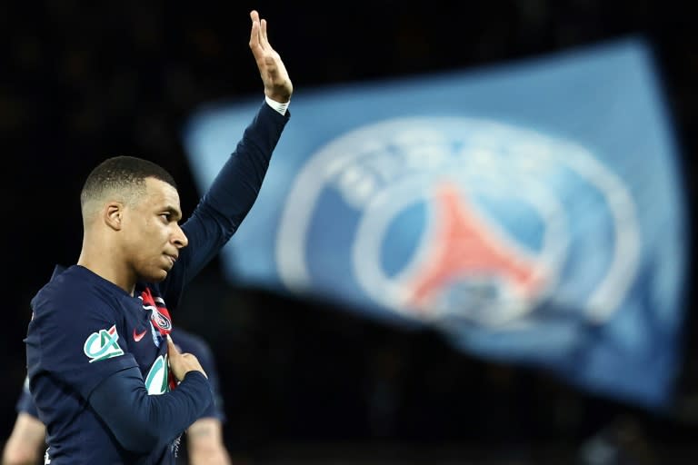 Kylian Mbappé, buteur pour Paris contre Rennes en Coupe de France, le 3 avril 2024 au Parc des Princes (FRANCK FIFE)