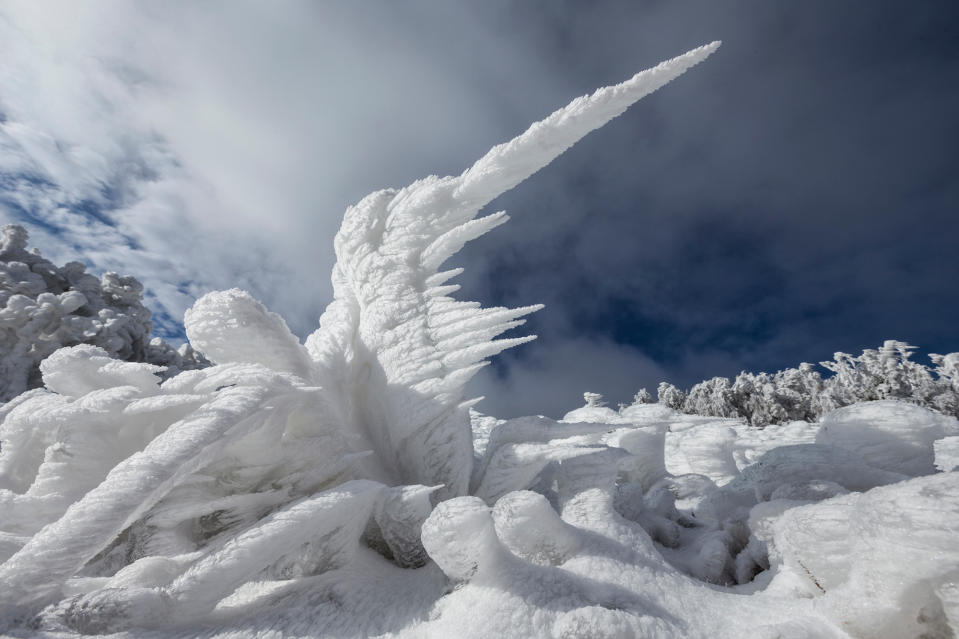 ***EXCLUSIVE***JAVORNIK, SLOVENIA - DECEMBER 9: Ice formations are seen on the arctic landscape on Mount Javornik on December 9, 2014 in Javornik, Slovenia.*GC*