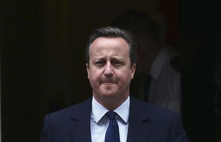 Britain's Prime Minister David Cameron leaves Number 10 Downing Street to attend Prime Minister's Questions at parliament in London, Britain June 29, 2016. REUTERS/Neil Hall