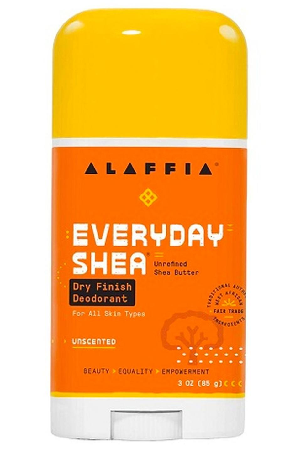 <p><a href="https://www.amazon.com/Alaffia-Deodorant-Finish-Unscented-Charcoal/dp/B07V4NQ61V?tag=syn-yahoo-20&ascsubtag=%5Bartid%7C10049.g.38478171%5Bsrc%7Cyahoo-us" rel="nofollow noopener" target="_blank" data-ylk="slk:Shop Now;elm:context_link;itc:0;sec:content-canvas" class="link ">Shop Now</a></p><p>EveryDay Shea Dry Finish Deodorant</p><p>$15.48</p><p>amazon.com</p><span class="copyright">Courtesy Image</span>