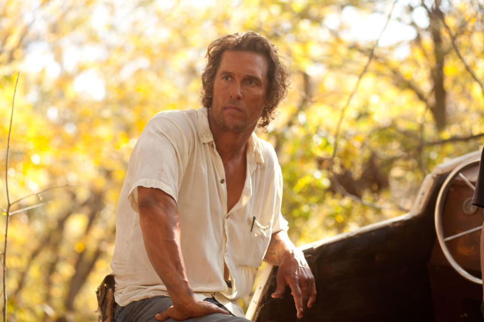 This film image released by Roadside Attractions shows Matthew McConaughey in a scene from "Mud." A few years ago, Matthew McConaughey's career had bottomed out in rom-com mediocrity. He resolved to alter his path, and the rebirth that followed _ the so-called McConaissance _ reaches an apogee with his Oscar nomination for his performance in "Dallas Buyers Club." (AP Photo/Roadside Attractions, Jim Bridges)