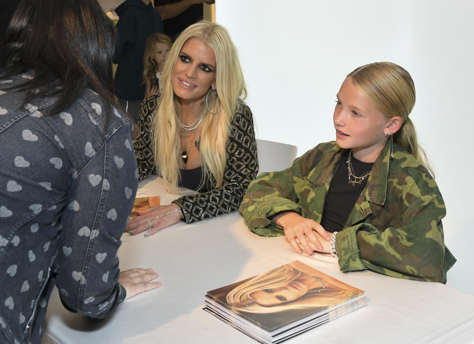 LOS ANGELES, CALIFORNIA - SEPTEMBER 24: Jessica Simpson and Maxwell Drew Johnson celebrate the launch of her Fall Collection with fans and a special performance by the LA Roller Girls at Nordstrom at The Grove on September 24, 2022 in Los Angeles, California. (Photo by Charley Gallay/Getty Images for Jessica Simpson Collection)