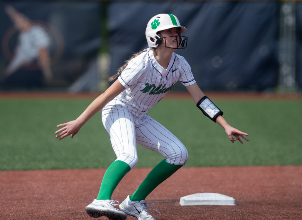 Katie Gardner leads off of second base. Mogadore faced Mathews in Berea for the Division IV Regional Semifinal.