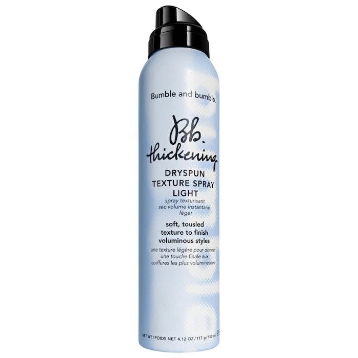 <p><a href="https://go.redirectingat.com?id=74968X1596630&url=https%3A%2F%2Fwww.sephora.com%2Fproduct%2Fbumble-bumble-thickening-dryspun-texture-spray-light-P510079&sref=https%3A%2F%2F" rel="nofollow noopener" target="_blank" data-ylk="slk:Shop Now;elm:context_link;itc:0;sec:content-canvas" class="link ">Shop Now</a></p><p>Thickening Dryspun Texture Spray Light </p><p>sephora.com</p><p>$36.00</p>