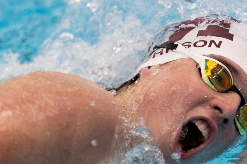 Bode Johnson of Morgan High School competes in the swimming preliminaries for state championships at BYU’s Richards Building in Provo on Friday, Feb. 16, 2024. | Marielle Scott, Deseret News