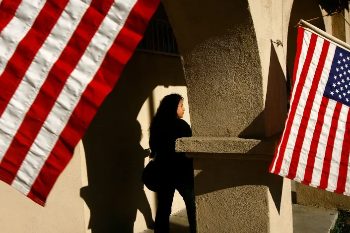 A voter goes to the polls