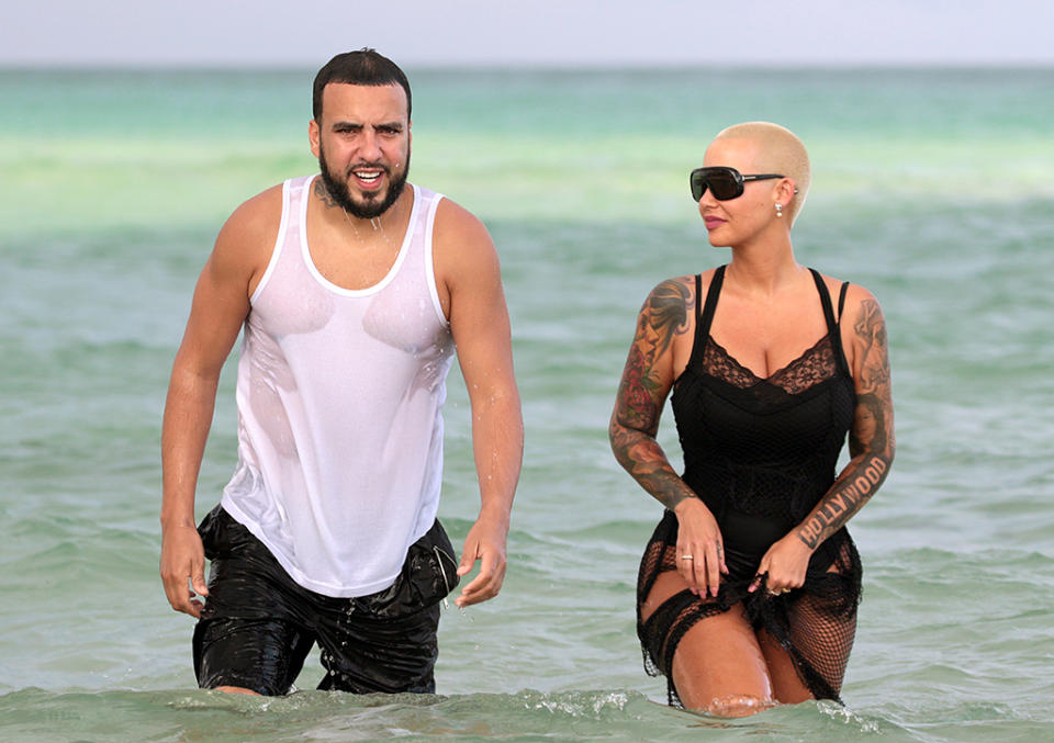 <p>As if the relationship between Rose and the Kardashians weren’t complicated enough, she once again hung out with rapper French Montana — who happens to be Khloé Kardashian’s ex — on a Miami Beach trip. Sigh … we give up trying to understand all the ways they’re connected. (Photo: Splash News) </p>