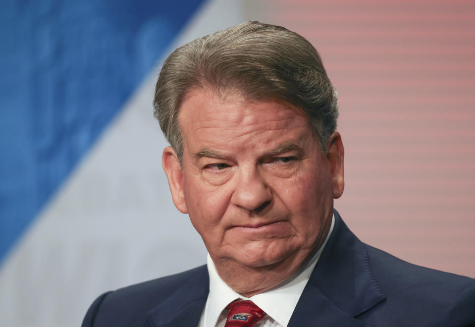 FILE - Gubernatorial candidate Hunter Lundy takes part in the first televised debate of the Louisiana governor's race at the WWL-TV Studios in New Orleans, Thursday, Sept. 7, 2023. (Sophia Germer/The Times-Picayune/The New Orleans Advocate via AP, Pool, File)