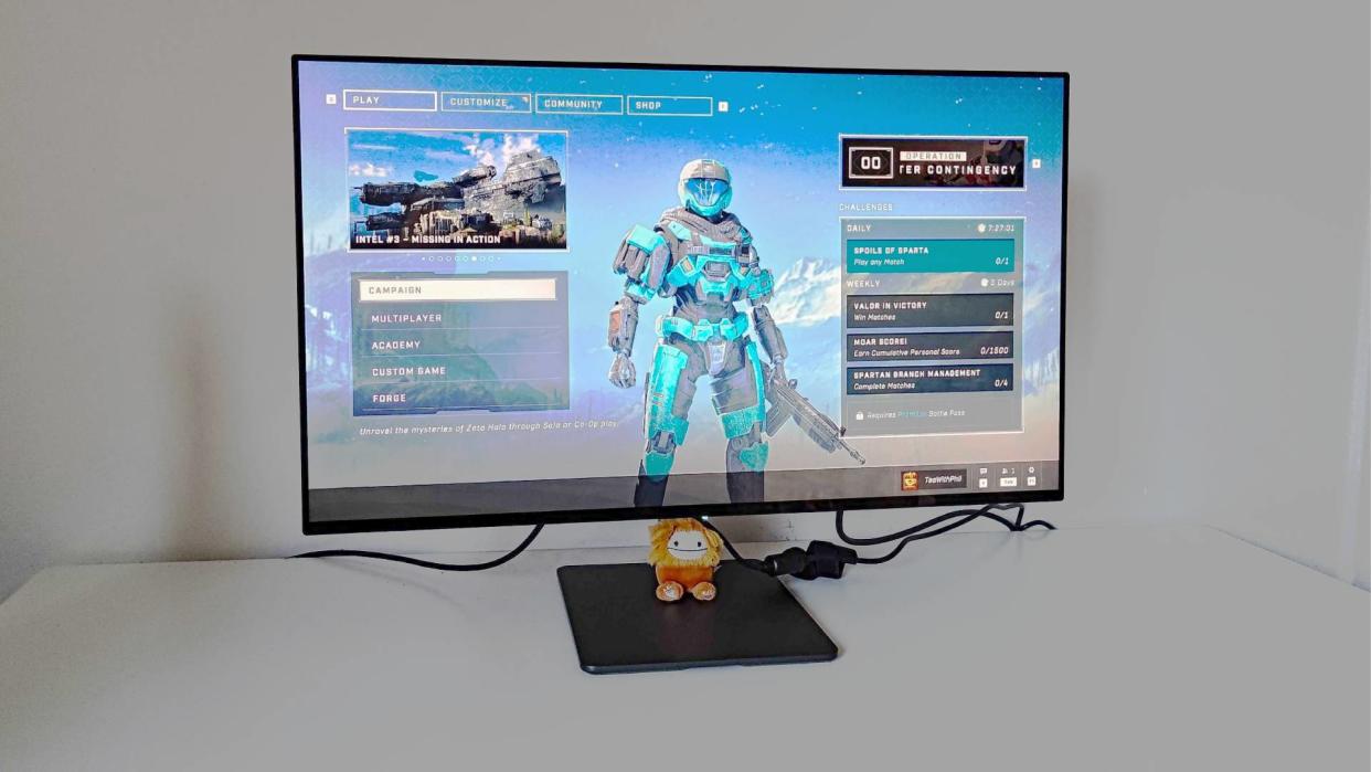  Dough Spectrum One monitor with Halo Infinite menu on screen. 