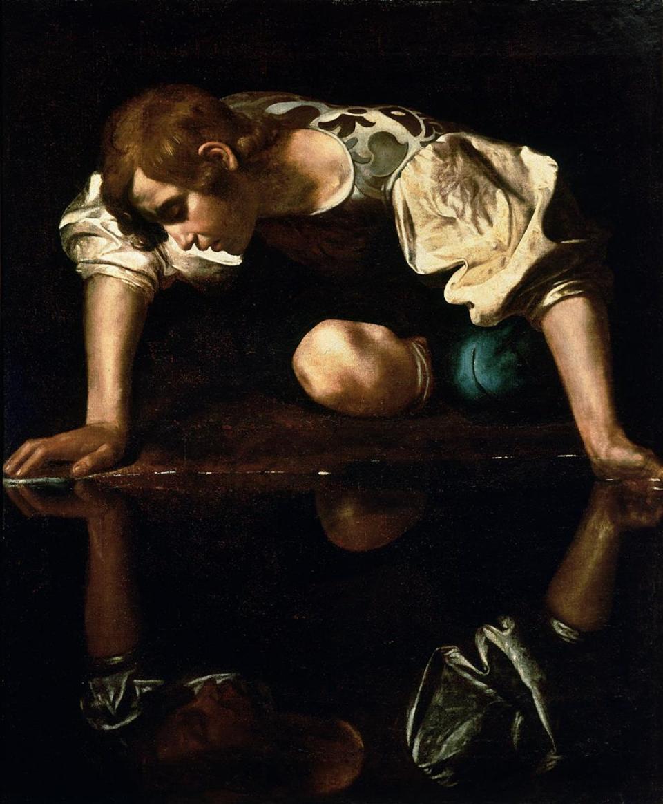 Narcissus as painted by the Italian Baroque master Caravaggio, circa 1597–1599. <a href="https://uploads4.wikiart.org/00129/images/caravaggio/narcissus.jpg!HD.jpg" rel="nofollow noopener" target="_blank" data-ylk="slk:Wikiart;elm:context_link;itc:0;sec:content-canvas" class="link ">Wikiart</a>