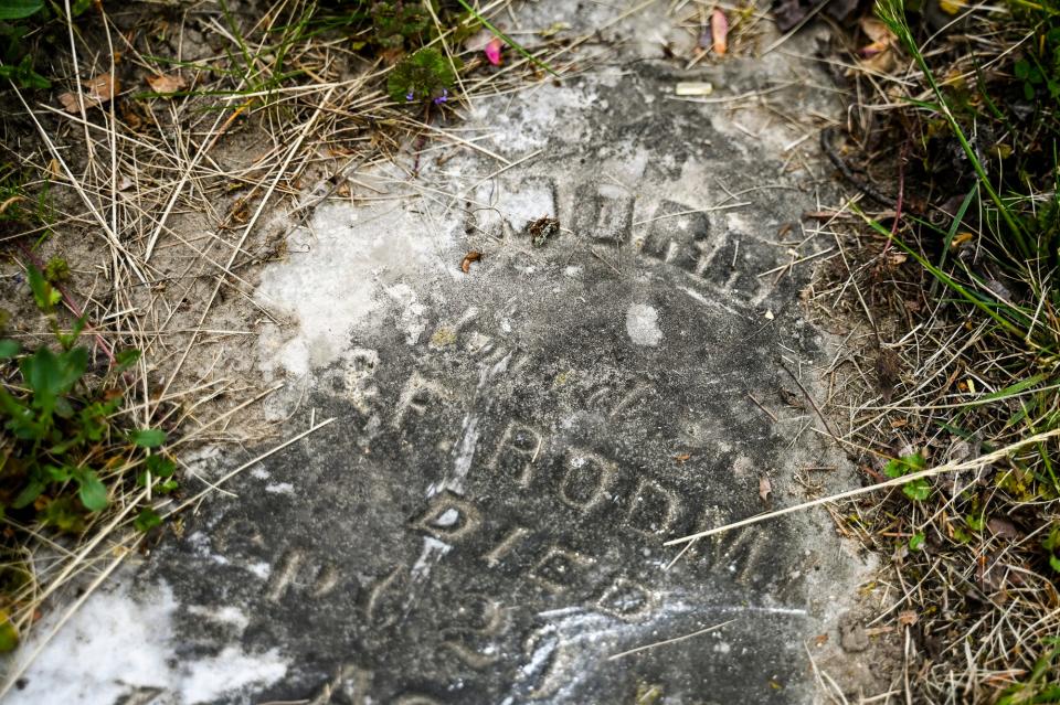 One of two grave markers planned to be restored at the Beck family burial plot on Tuesday, May 23, 2023, at Mt. Hope Cemetery in Lansing.