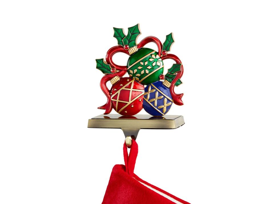 Ornaments With Ribbon Stocking Holder