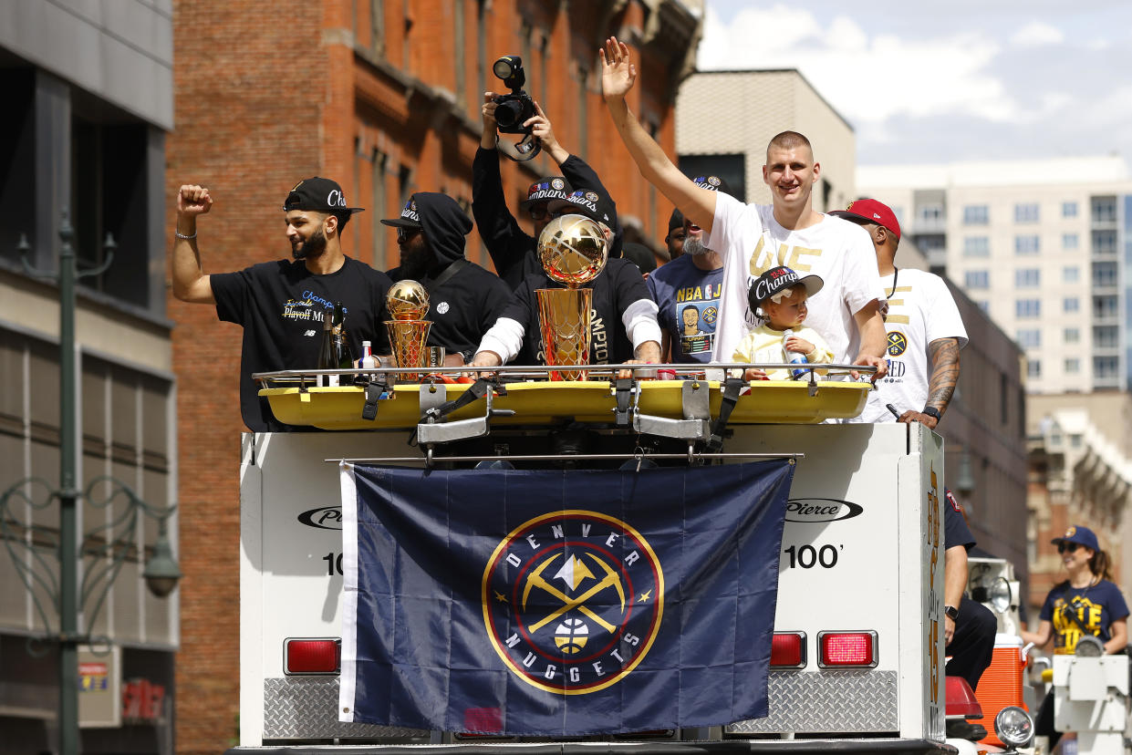 The Nuggets enjoyed themselves at their championship parade Thursday. (Photo by Justin Edmonds/Getty Images)
