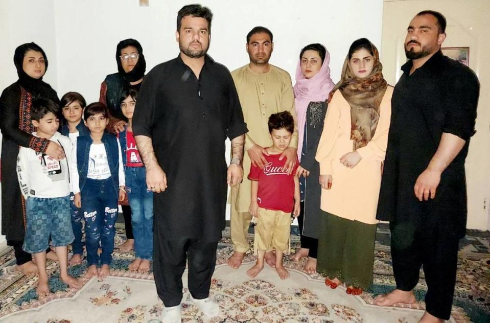 Rahim Rauffi and his family in hiding n Kabul in September 2021, only days after Afghanistan fell to the Taliban. The photo was taken to help U.S. military forces identify them should they be chosen for a military-led escape.