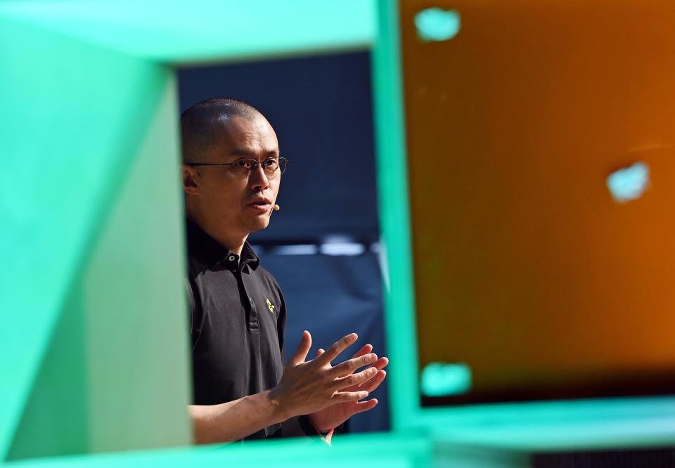 Lisbon , Portugal - 2 November 2022; Changpeng Zhao, Co-founder & CEO, Binance on Q&A stage during day one of Web Summit 2022 at the Altice Arena in Lisbon, Portugal. (Photo By Piaras Ó Mídheach/Sportsfile for Web Summit via Getty Images)