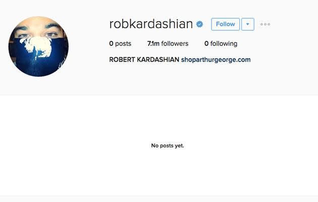 Rob has removed everything from his account. Source: Rob Kardashian Instagram