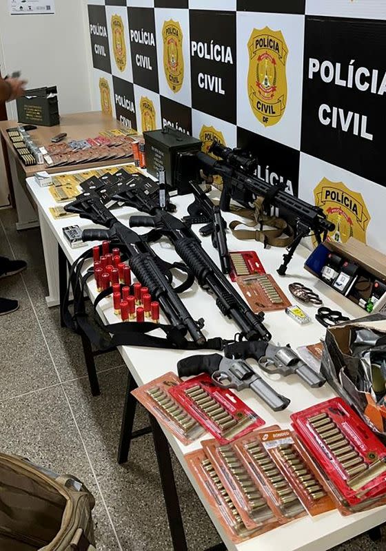 FILE PHOTO: Weapons confiscated from George Washington de Oliveira Sousa, detained the day after police said they thwarted his plan to detonate an explosive device near Brasilia airport