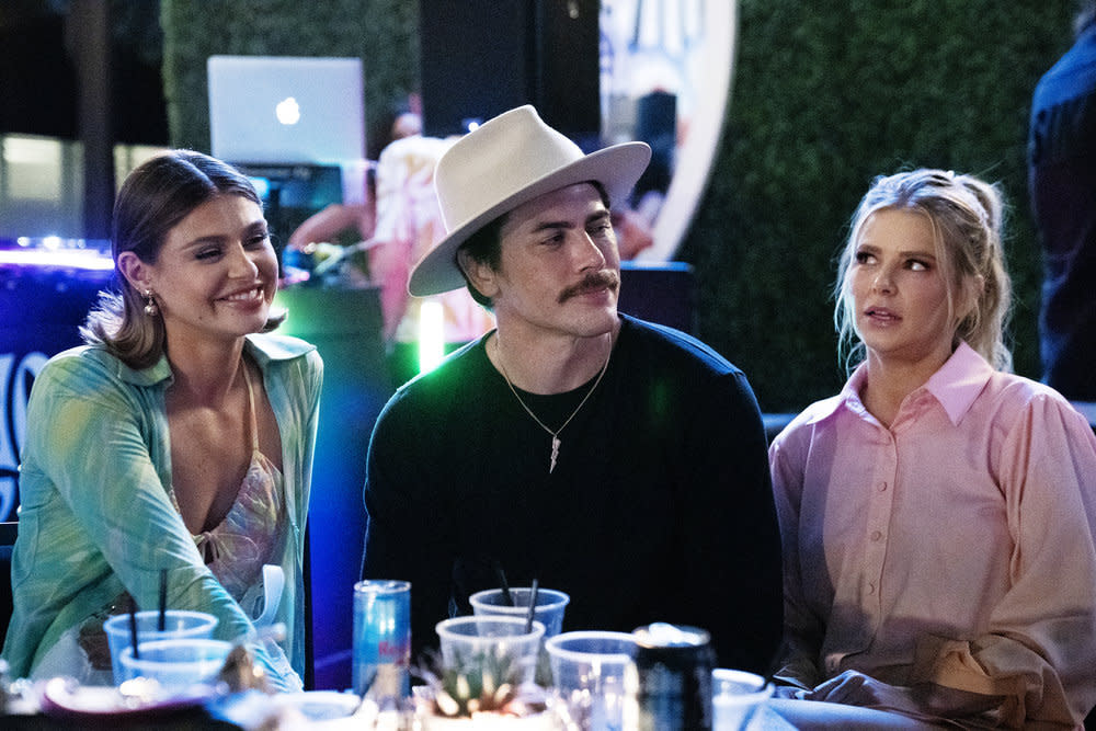 VANDERPUMP RULES -- Pictured: (l-r) Raquel Leviss, Tom Sandoval, Ariana Madix -- (Photo by: Nicole Weingart/Bravo)