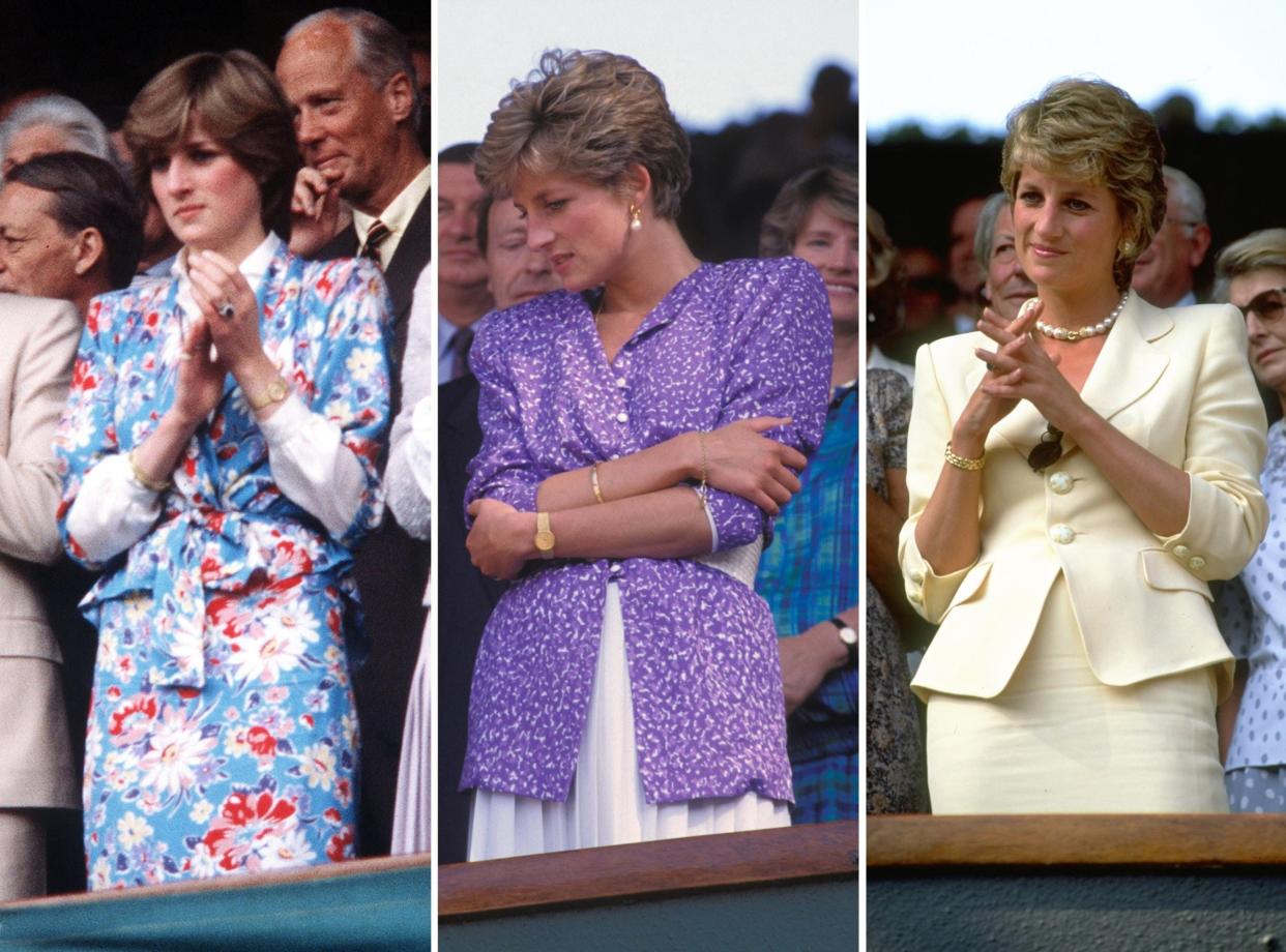 Princess Diana attending the Wimbledon Championship in 1981, 1991, and 1995.