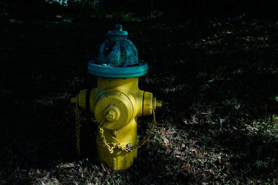 A beam of sunlight streams over a fire hydrant last year in Prichard, Ala.