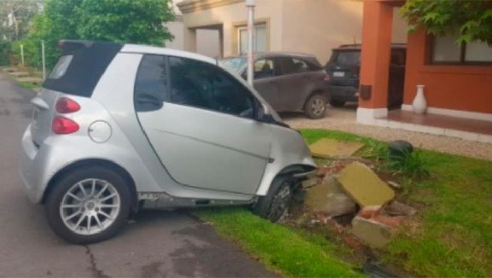 Hernán terminó con su auto contra una zanja después de hacer una arriesgada maniobra. Foto: Twitter.com/Pilar_Politico