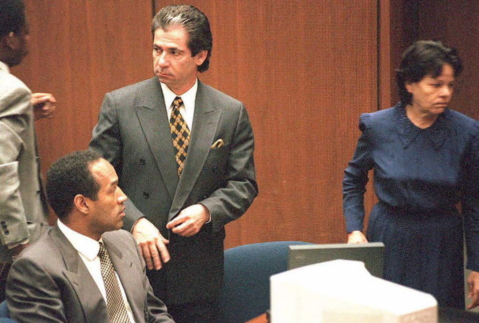 Robert Kardashian in court with OJ Simpson