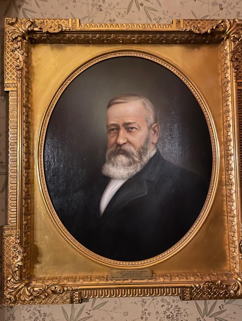 A portrait of Benjamin Harrison, 23rd president of the United States, hangs in his Indianapolis home.