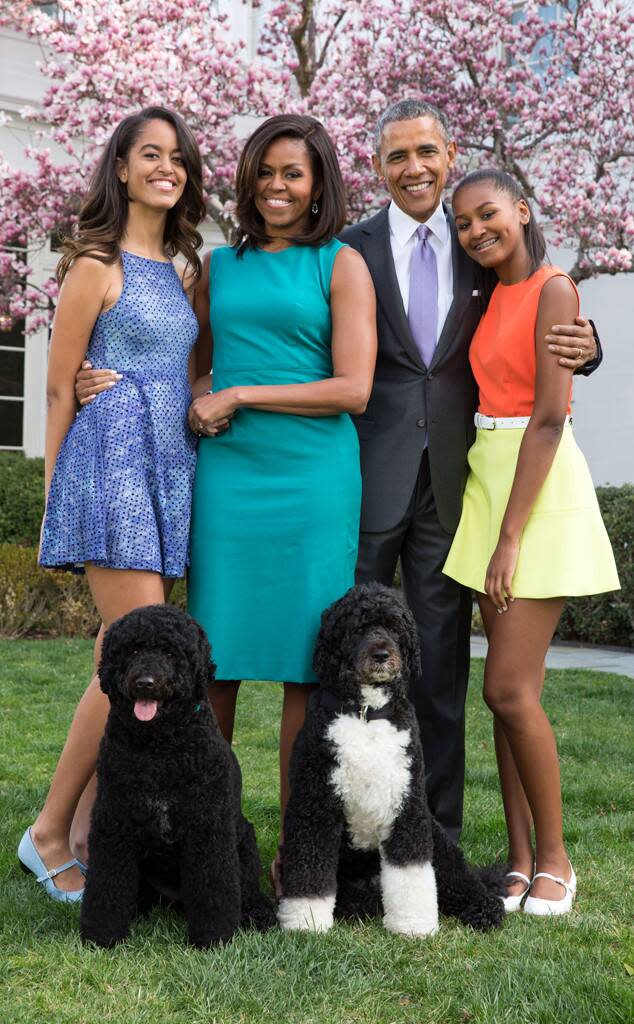 Barack Obama, Michelle Obama, Malia Obama, Sasha Obama, Bo