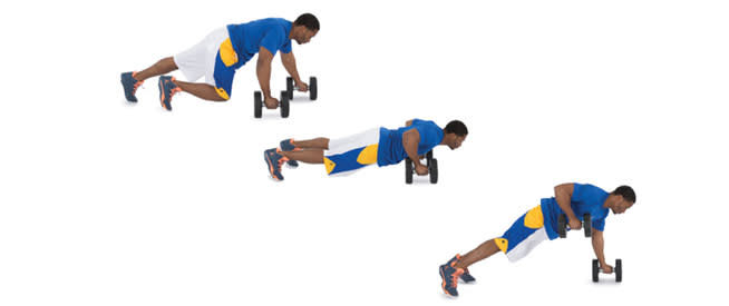 Walking DB Push-Up-to-Row