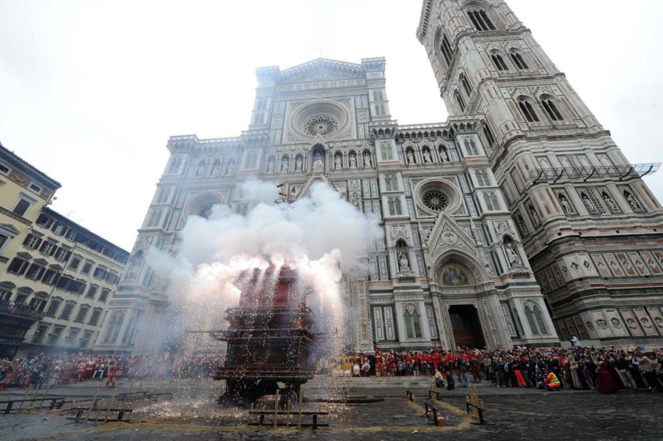 The Scoppio del Carro takes place on Easter Sunday, in which a cart full of fireworks in exploded by a dove-shaped rocket