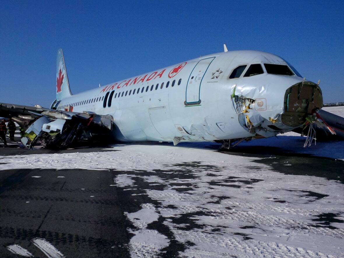 The plane's nose broke off, as did one of the engines when it crashed on March 29, 2015. (Reuters - image credit)