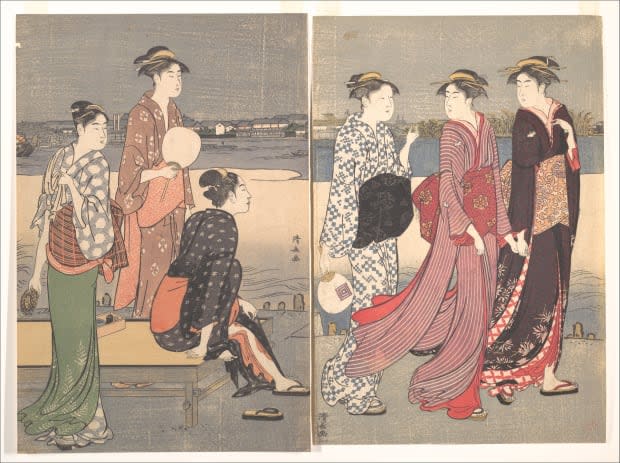 <em>"Enjoying the evening cool on the banks of the Sumida River" by </em>Torii Kiyonaga, ca. 1784, from the Edo period (1615 - 1868). <p>Photo: Courtesy of The Metropolitan Museum of Art</p>