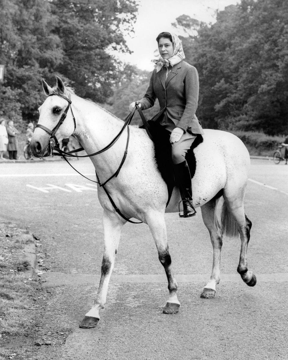 The Queen Elizabeth II, pictured here in 1961, was a keen horse rider. (Getty Images) 