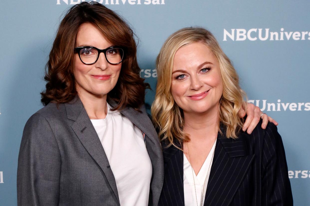 2019 NBCUniversal Upfront in New York City on Monday, May 13, 2019 -- Pictured: (l-r) Tina Fey; Amy Poehler, "Making It" on NBC