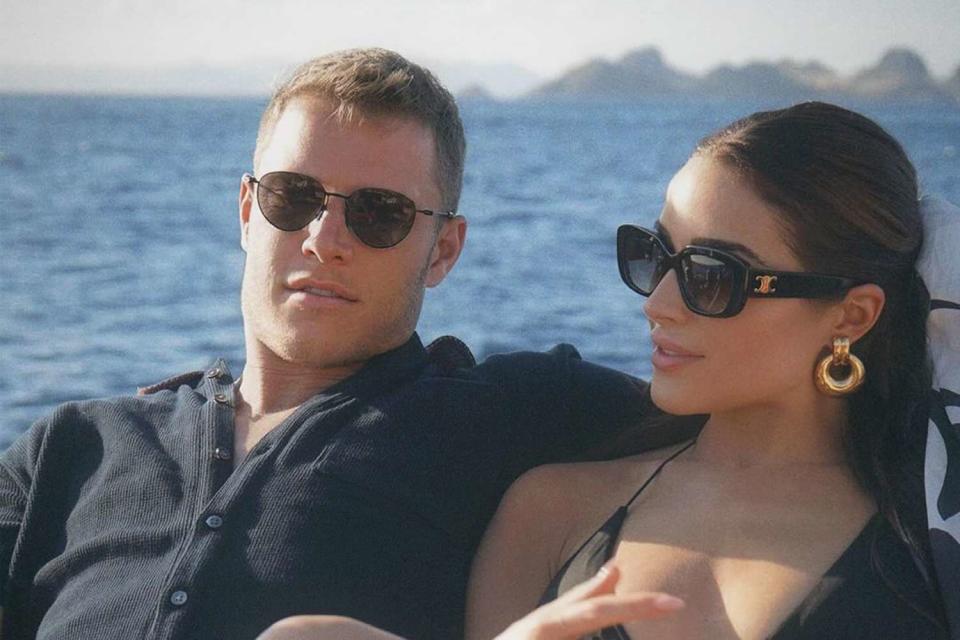 <p>Olivia Culpo/Instagram</p> Christian McCaffrey and Olivia Culpo in St. Barts. 