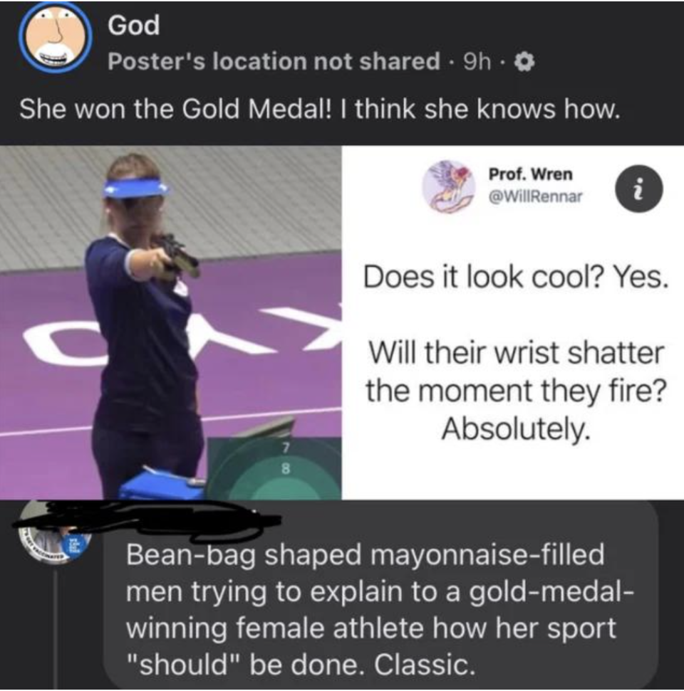 "She won the gold medal. I think she knows how"