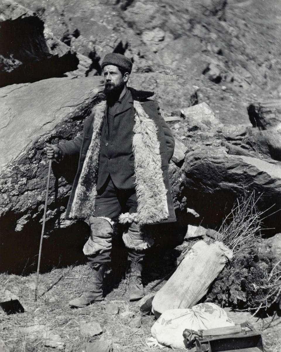 CORRECTS DATE OF DEATH TO 1918, NOT 2018 - This photo made available by the U.S. Department of Agriculture National Agricultural Library, Special Collections, shows USDA plant explorer Frank N. Meyer on Mount Wutai, Shanxi, China, on Feb. 25, 1908. Meyer, who died in 1918, sent an estimated 2,500 species of plants, including his namesake Meyer lemon and Callery pears, to the United States. (Courtesy of USDA via AP)